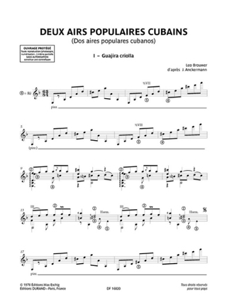 2 Airs populaires cubains + 2 Thèmes populaires cubains - BROUWER